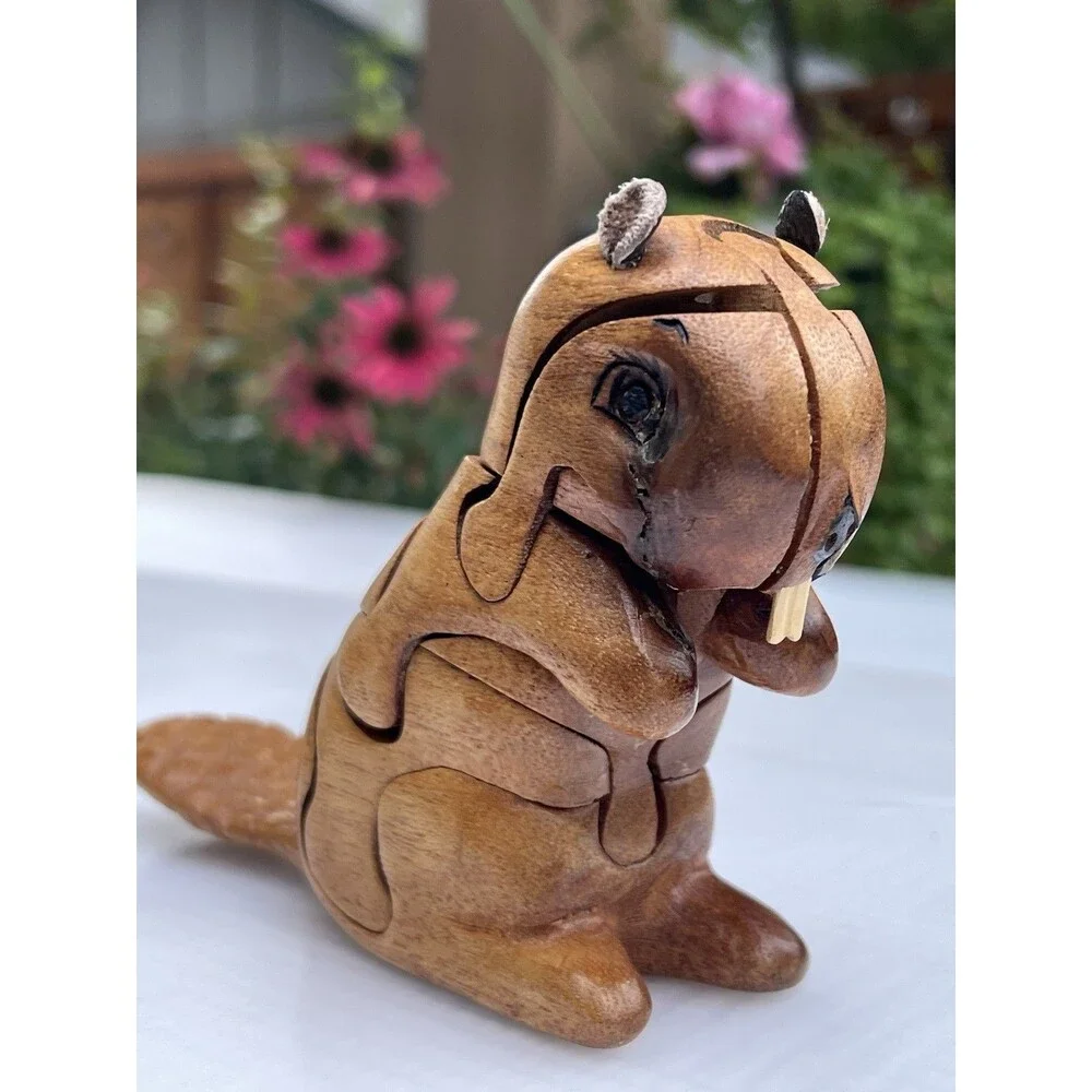 Peter Chapman Style Puzzle 2011 Red Mahogany Beaver 3D Interlocking